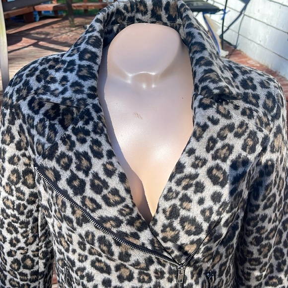 Cupcakes and Cashmere Wool Blend Leopard Print Sz Small Zippered lined Jacket - Picture 5 of 11
